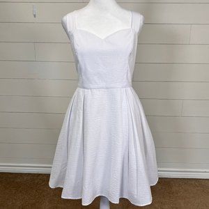 Lauren James White Seersucker Sleeveless Pleated Livingston Dress Size L
